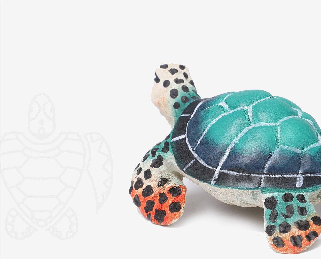 Wooden Carved Blue Sea Turtle