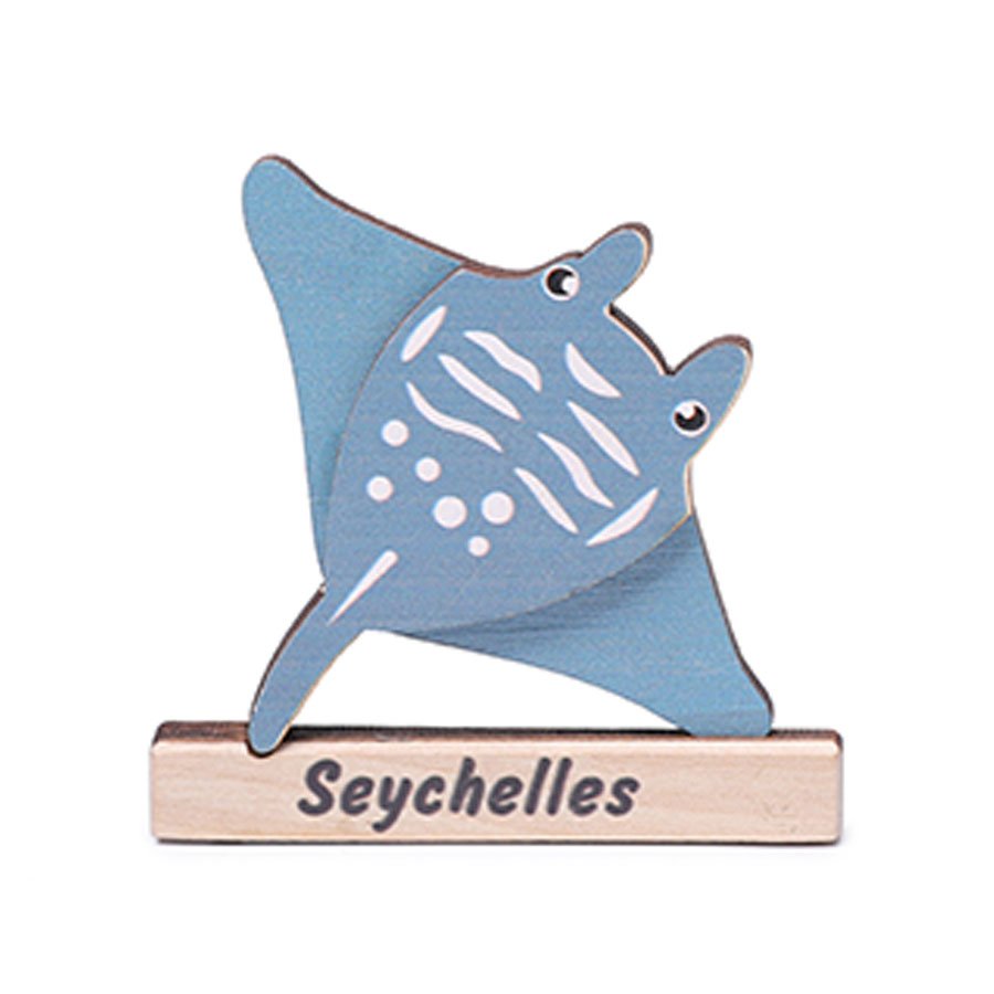Three-Layer Wooden Seychelles Manta Ray Magnet