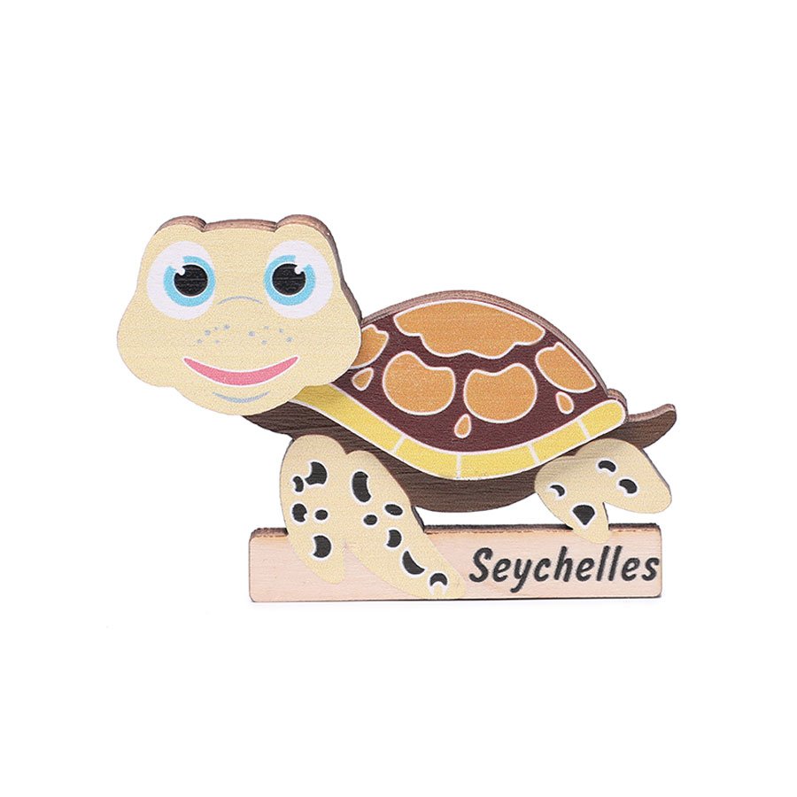 Three- Layers Wooden Seychelles Brown Sea Turtle Magnet