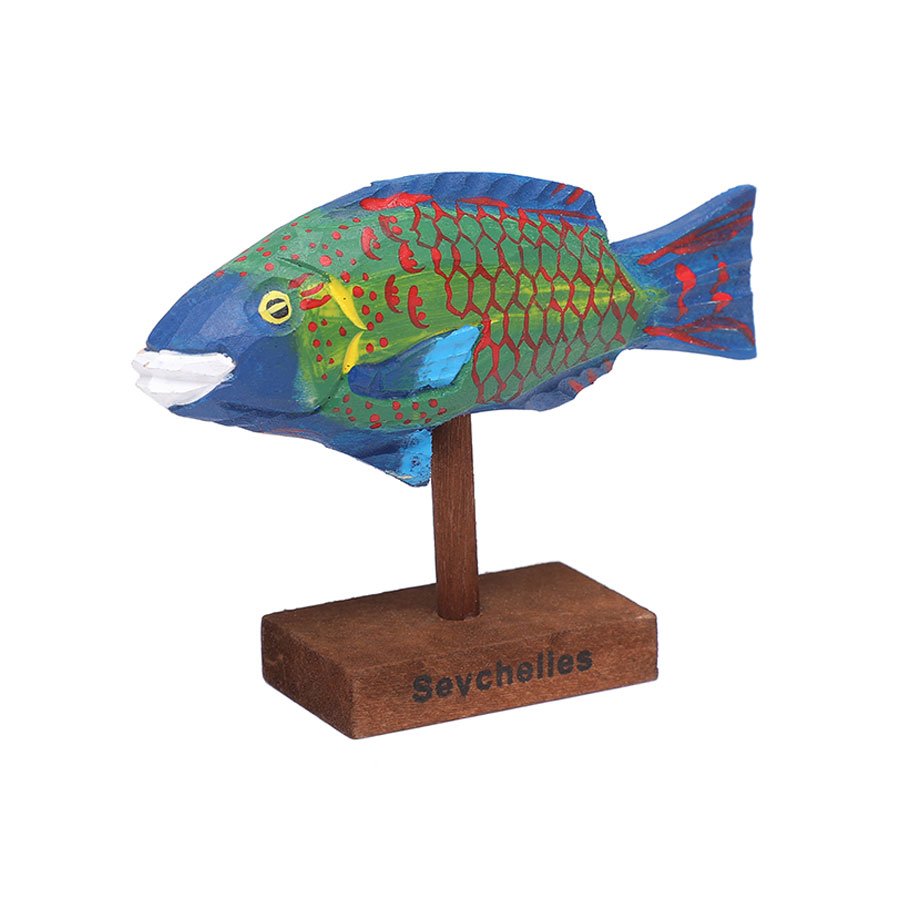 Wooden Carved Parrotfish on Base