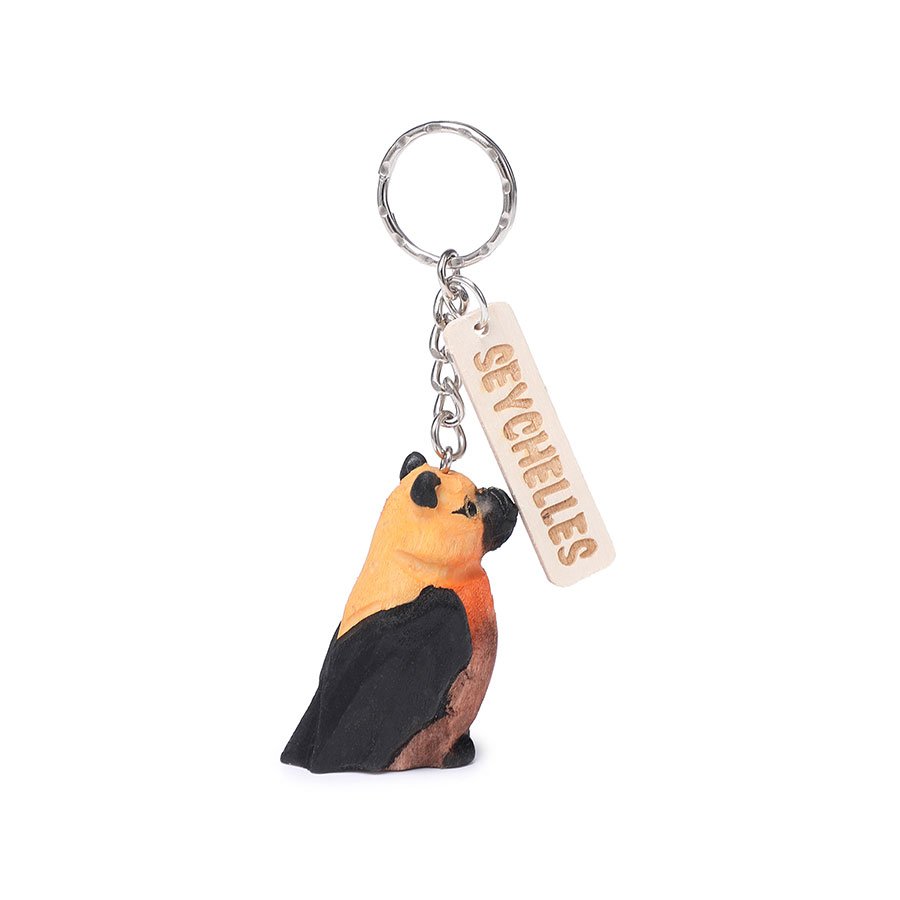 Wooden Carved Seychelles Fruit Bat Keychain
