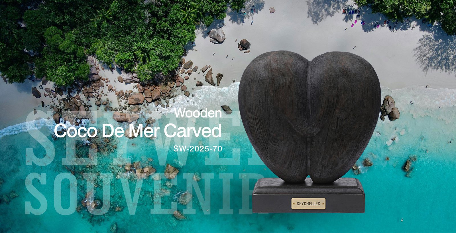 Wooden Carved Coco De Mer With Base